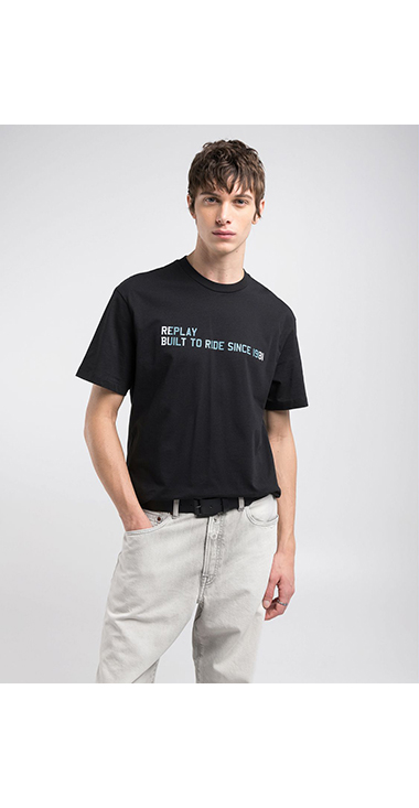 リラックスフィット ベーシックジャ－ジーコットンプリントTシャツ 詳細画像